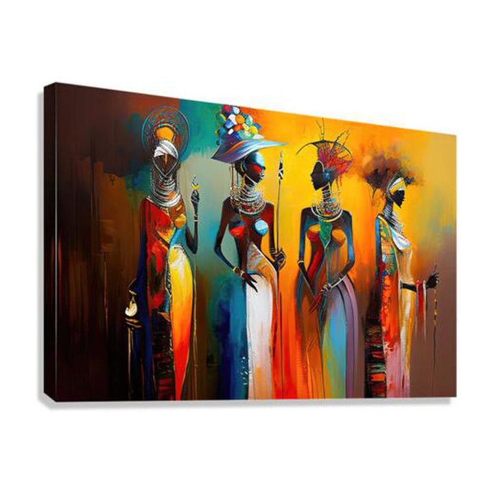 Women In Fashion, Ethnic Abstract Art Print 32109 Giclée Stretched Canvas Print Visual Wall Art